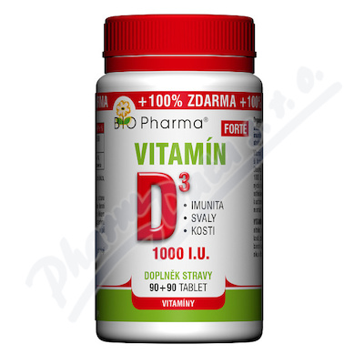 Vitamín D3 Forte 1000 I.U. tbl.90+90 Bio-Pharma