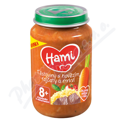 Hami Těstoviny s hovězím rajčaty a mrkví 200g 8m+