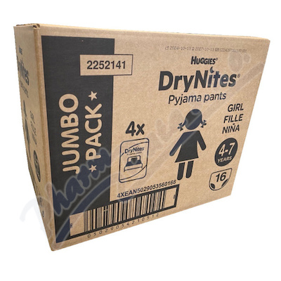 DryNites natah.kalh.dív.JUM 4-7let/17-30kg/4x16ks