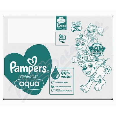 Pampers Harmonie Aqua čist.ubr.Paw patrol 15x48ks