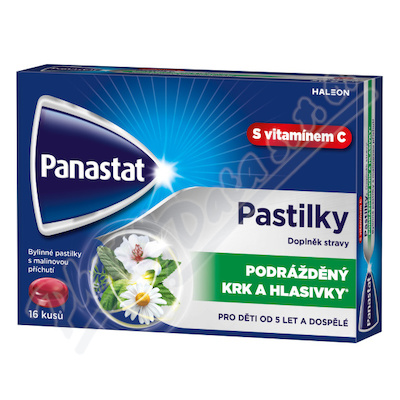 Panastat bylinné pastilky s vit.C př.malina 16ks