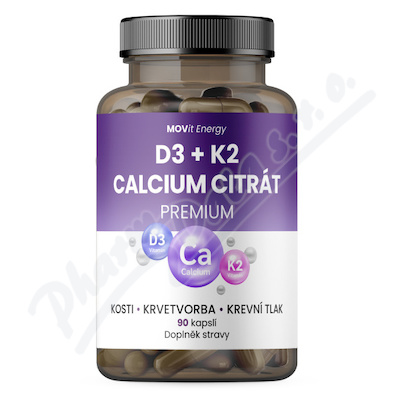 MOVit D3+K2 Calcium citrát Premium cps.90