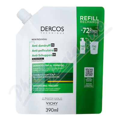 VICHY DERCOS Šampon lupy suché vlasy náplň 390ml