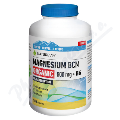NatureVia Magnesium Organic BCM 800mg +B6 cps.180
