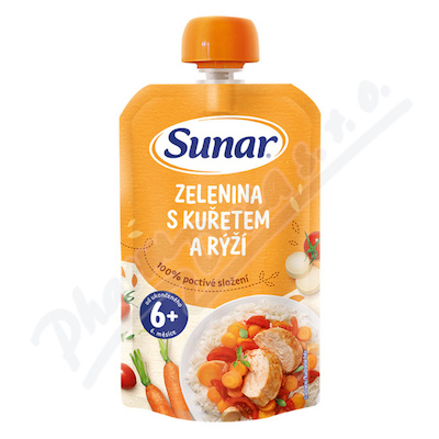 Sunar Kapsička Zelenina s kuřetem a rýží 6m+ 120g
