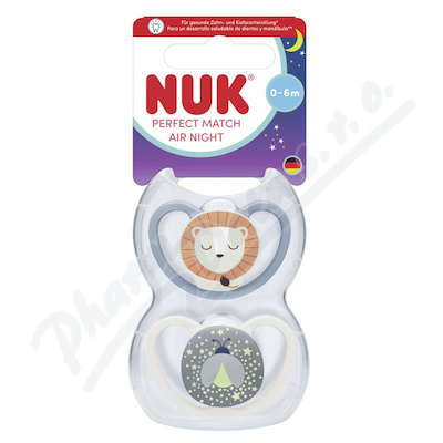 NUK Perfect M.AIR Night dudlík 0-6m 2ks mix barev