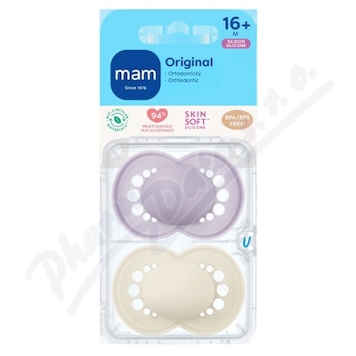 MAM Dudlík Original box 16+m fialový/béžový 2ks