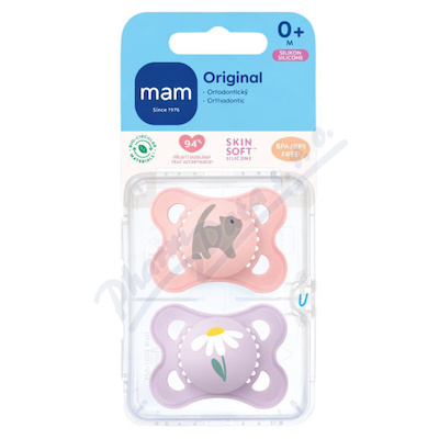 MAM Dudlík Original box 0+m růžový/fialový 2ks