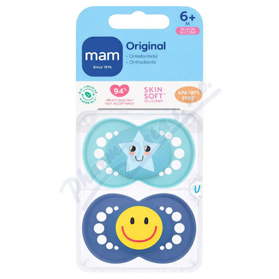 MAM Dudlík Original box 6+m tyrkysový/tm.modrý 2ks