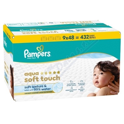 Pampers Aqua Soft Touch čistící ubrousky 9x48ks