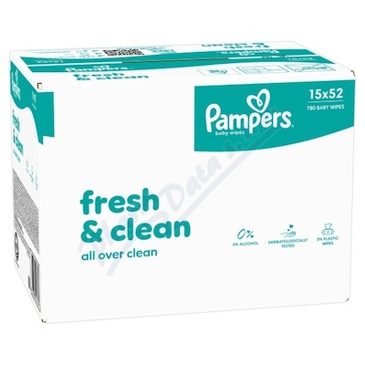 Pampers Fresh&Clean čistící ubrousky 15x52ks