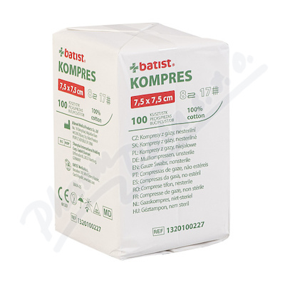 KOMPRES gáza nesterilní 8vr.17n.7.5x7.5cm 100ks